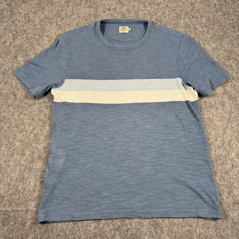 Faherty Slub Cotton Stripe Tee San Onofre Twilight Strip Short Sleeve Size M